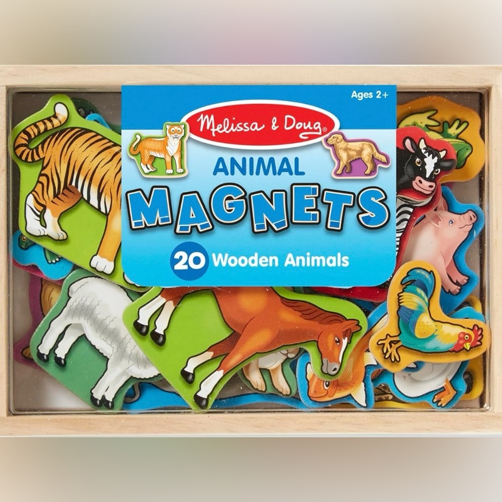 Melissa & Doug animal magnets 20 wooden animal